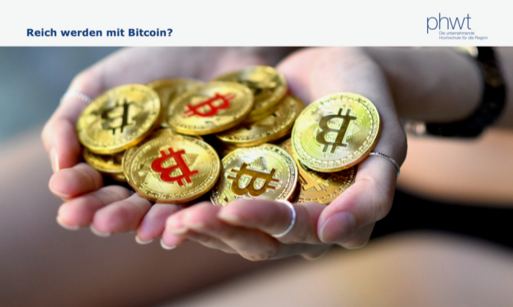 Hand mit Bitcoins
